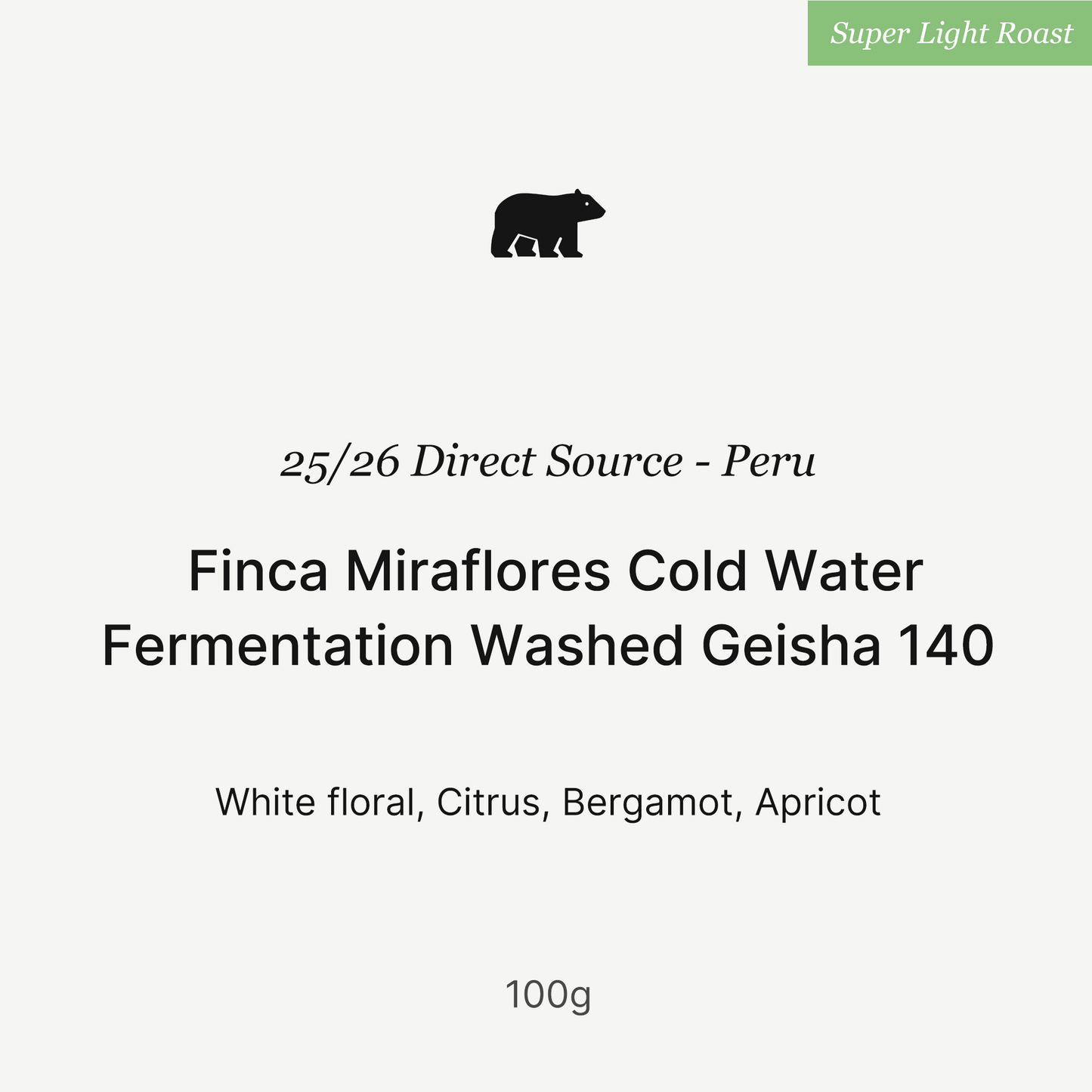2025/2026 - Peru Finca Miraflores Cold Water Fermentation Washed Geisha 140 100g