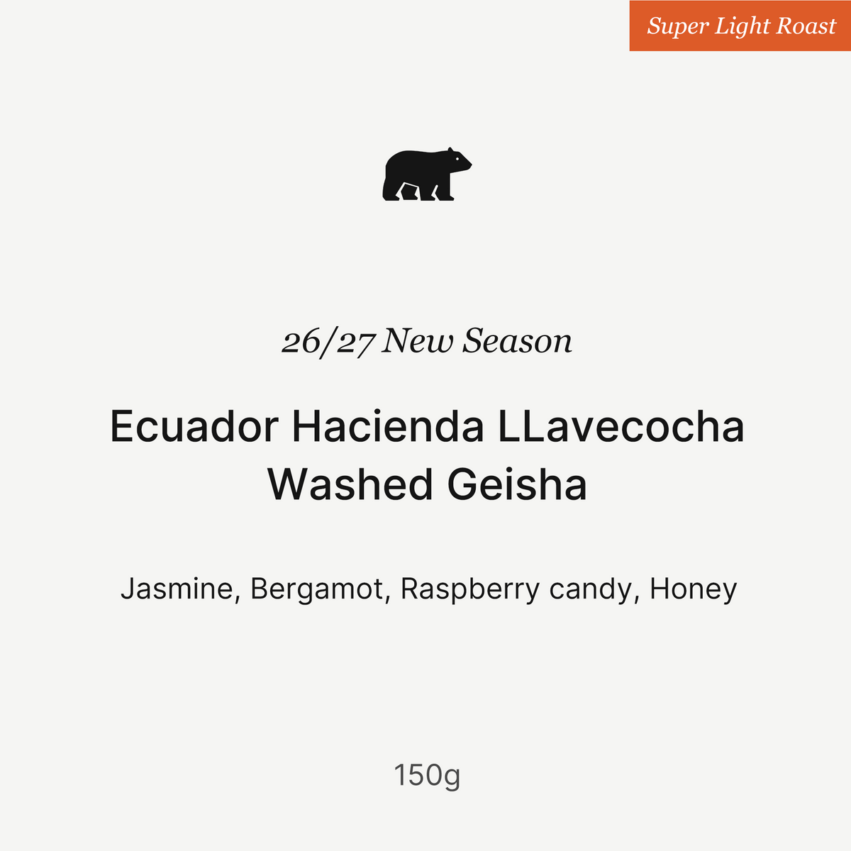 2026/27 New Season - Ecuador Hacienda LLavecocha Washed Geisha - 150g
