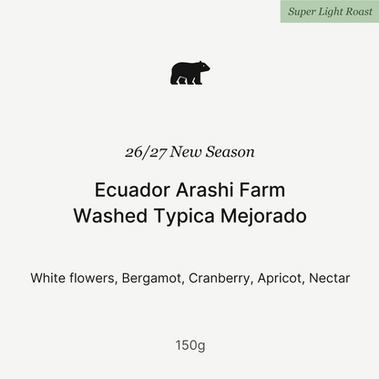 26/27 New Season - Ecuador Arashi Farm Washed Typica Mejorado -150g