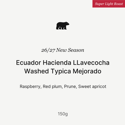 26/27 New Season - Ecuador Hacienda LLavecocha Washed Typica Mejorado - 150g